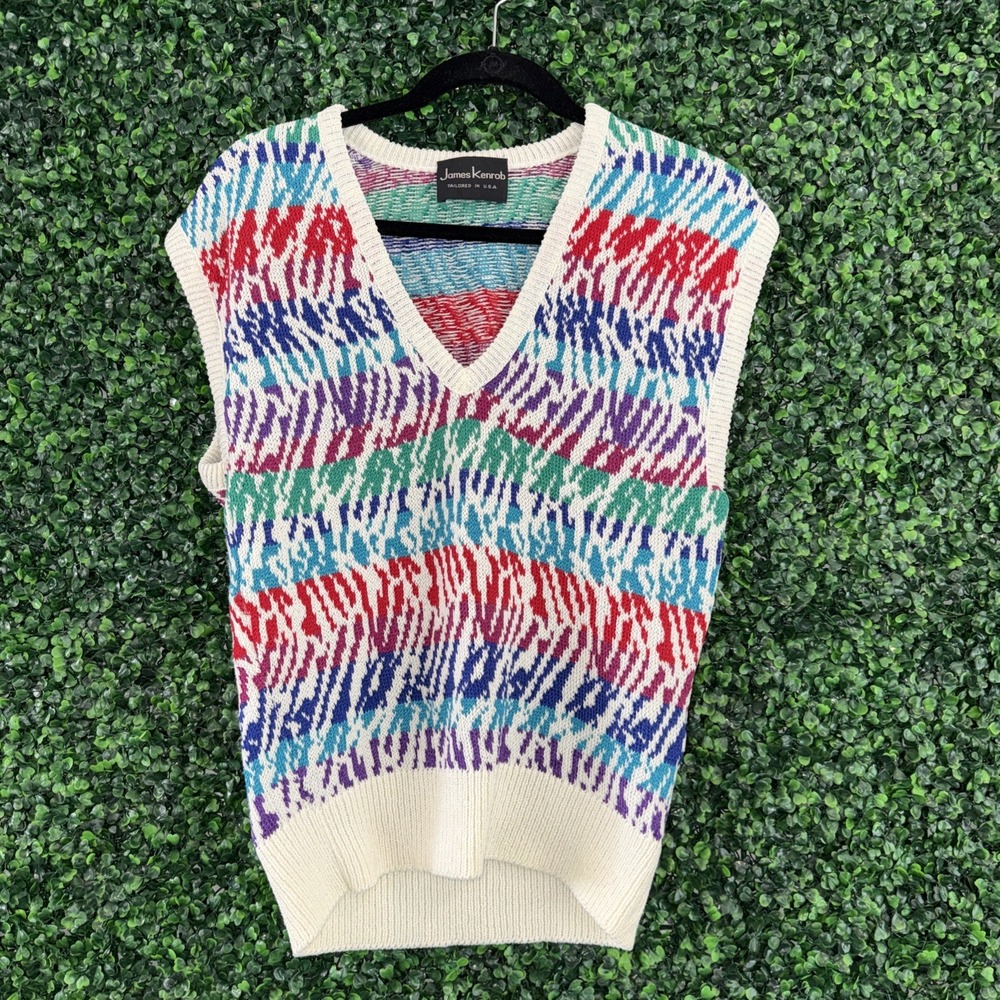 V Neck Sweater Vest With Animal Print James Kenrob S